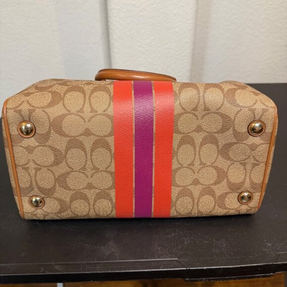 Coach Varsity Stripe Mini Bennett Satchel Purse Signature Canvas F38269 EUC - Picture 7 of 11